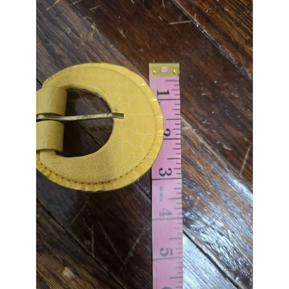 Vintage Yellow Bonded Leather Croc Python Chunky Belt - Picture 8 of 13